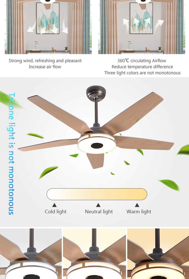 56 inch smart ceiling fan with light brushless DC motor electric fan lights