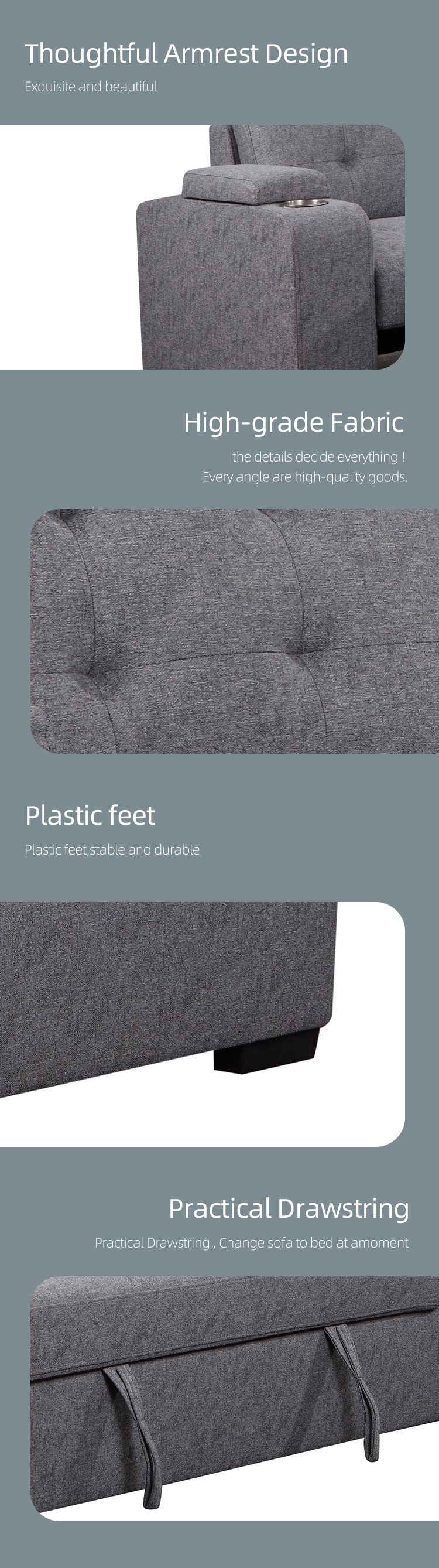 China factory wholesale price living room corner Sofa Bed chaise modular sofa