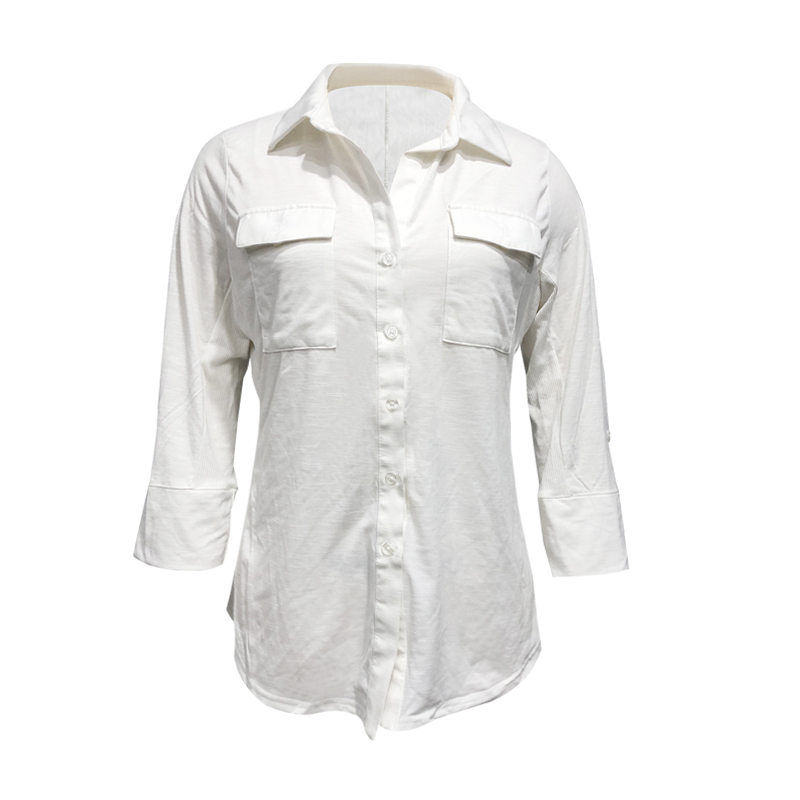 Повседневные рубашки с длинным рукавом и передними карманами, весна-осень