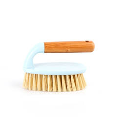 Easy hanging dish pot pan scrubbing flexible dense bamboo hair cleaning brush with solid wooden handle