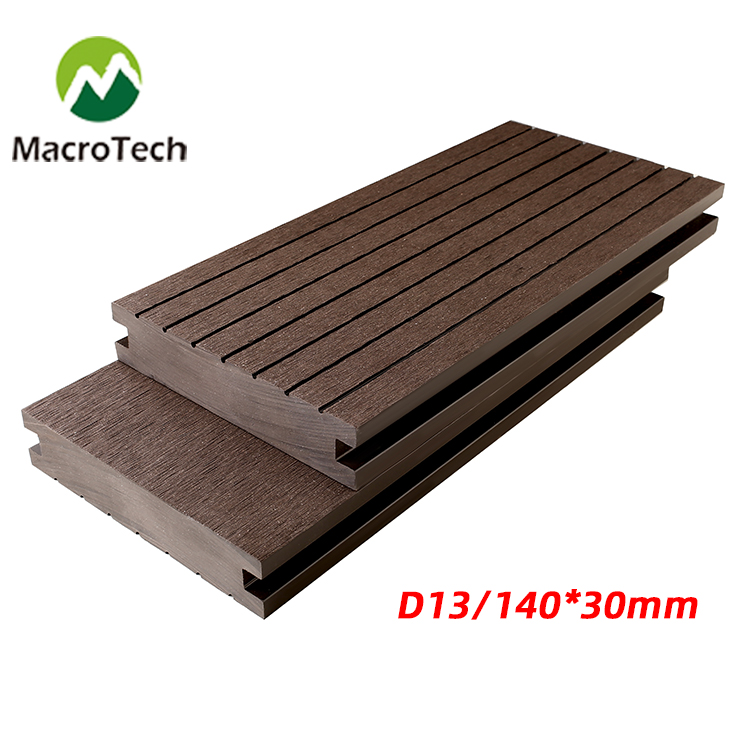 Hot sale 140x30mm Slotted solid anti-rotten wood floor wpc decking outdoor plastic floor