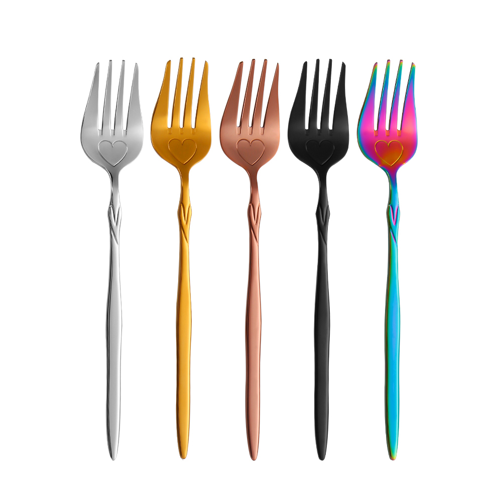Оригинальная Красочная вилка для салата из нержавеющей стали 410, зеркальная Десертная Вилка
