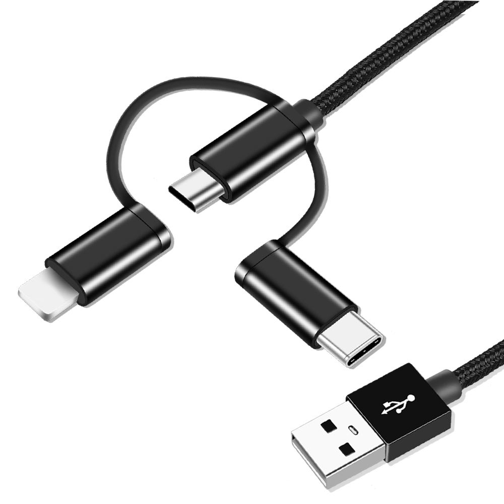 3 фута 1000 мм USB зарядный кабель 3 в 1 нейлоновый Плетеный многоголовочный кабель дешевая цена для мобильного телефона