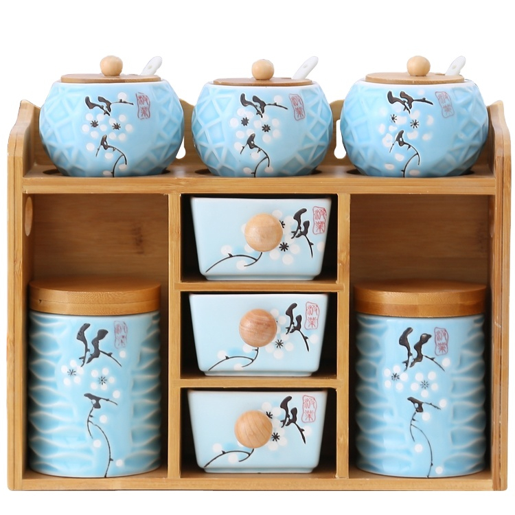 Кухонная банка для специй, домашняя кухня, деревянное хранилище на заказ с керамическими ящиками