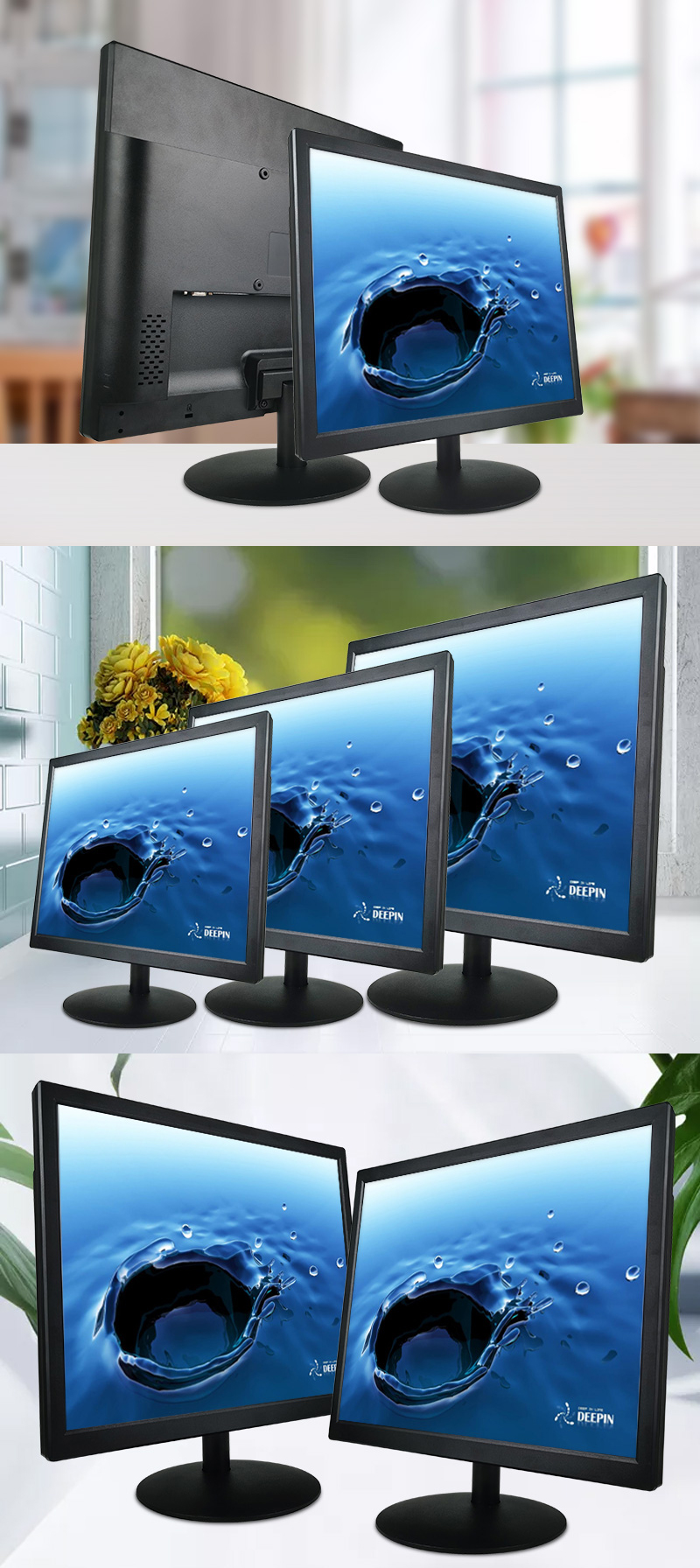 Factory price lcd monitor 15 inch VGA AV TV USB port pc monitor
