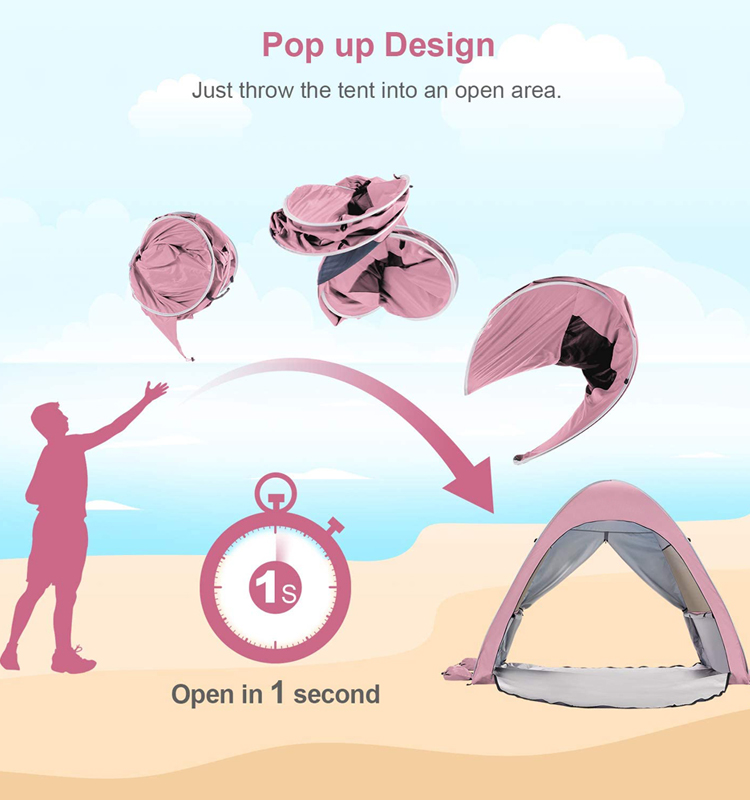 Custom Cheap Large Outdoor, Lightweight Cool Cabana Easy Pop Up Sun Shade Instant Folding Upf50 Camping Beach Tents For Kids/