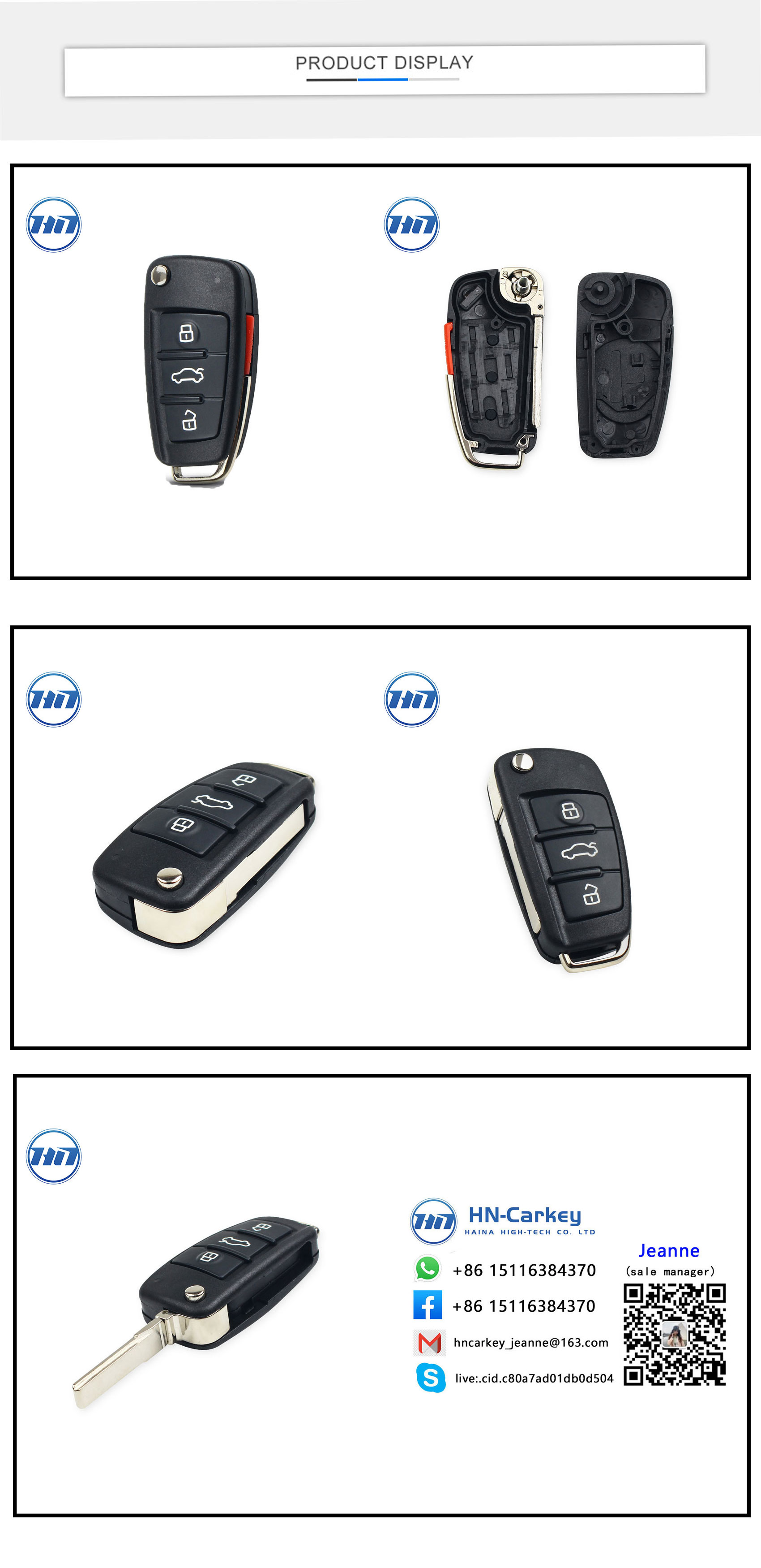 3+1 Buttons Filp Car Remote Key Case For Audi A6L Q7 A2 A3 A4 A6 A6L A8 TT 2008 2009 2010 2011 Folding Key Aurto Parts Shell