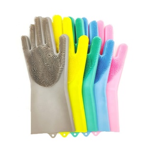 New Product Ideas 2019 BPA free Kitchen Cleaning Scrubber Reusable Silicone Dishwashing Gloves