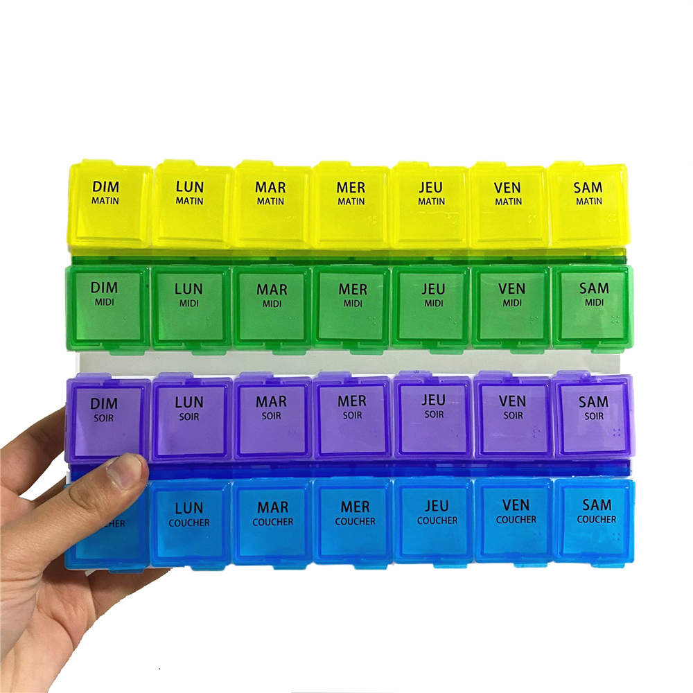 28 Scomparti Portapillole Settimanale Contenitore di Medicina Portatile per Vitamine e Droghe 7 Giorni Organizzatore di Pillole con Allarme 28 Scomparti Portapillole Settimanale Contenitore di Medicina Portatile per Vitamine e Droghe 7 Giorni Organizzatore di Pillole con Allarme
