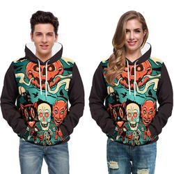 2021 Hoodie Thicken Oversized Solid Color Pumpkin Skull Custom Logo Printed Pattern Hoodie Men's and Women's Hoodie