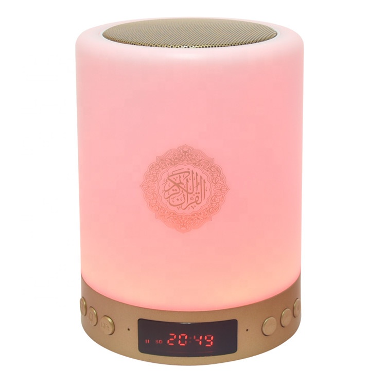 Портативный Золотой/белый Мусульманский Исламский подарок Azan часы цифровой Коран динамик светодиодный прикроватный светильник Коран лампа динамик