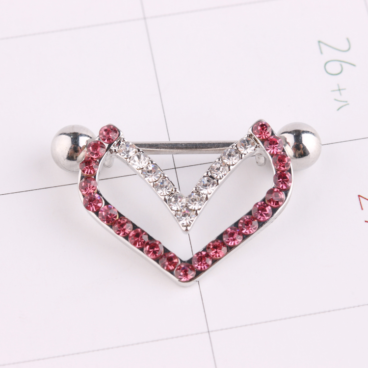 Erwachsenen paar Silber Brusthütchen 14Gauge Piercing Barbells Mit Kristall