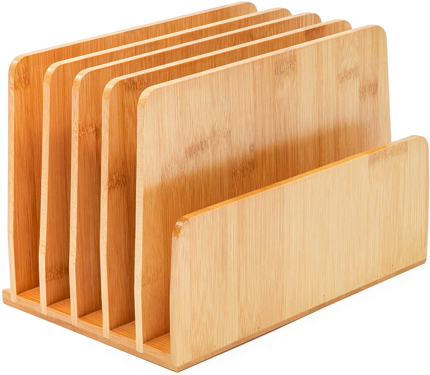 Бамбук Деревянные почтовый держатель Органайзер настольный стеллаж для выставки товаров с 5 слотами для почтовой службы, буквы, документы, журналы, папки файла
