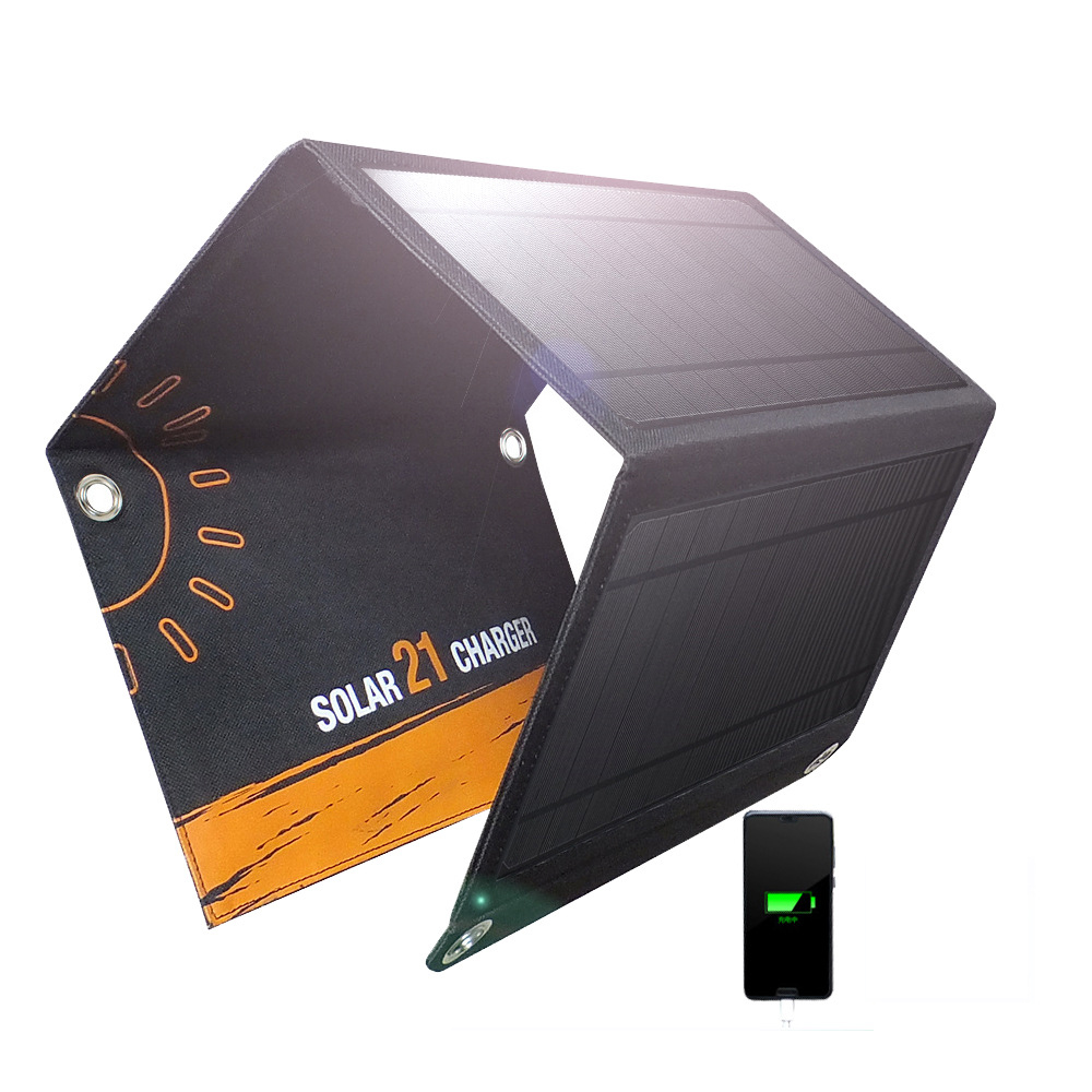 Портативное зарядное устройство с солнечной панелью, 21 Вт, 2 USB-порта