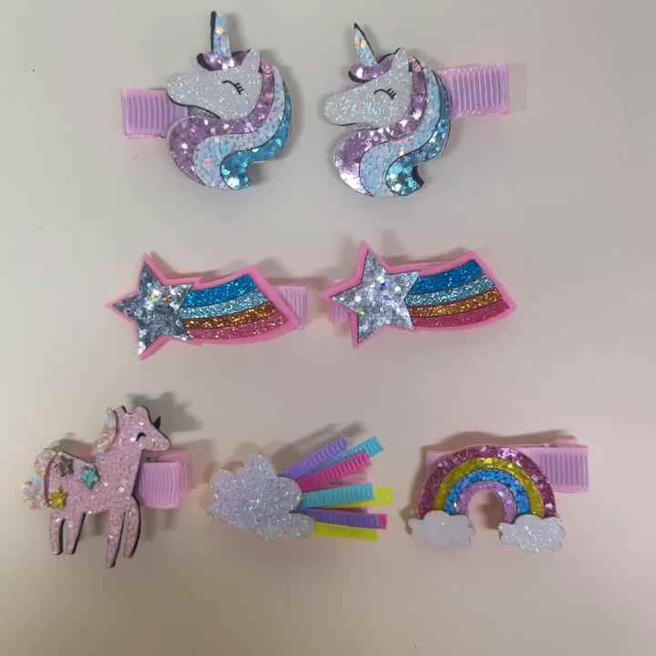 AMYDECOR Pailletten-Haarschleifen – Regenbogen-glitzernd, 15,2 Cm, 2 Stück Mit Krokodilklemme
