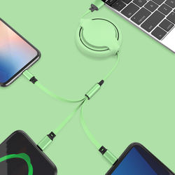 3 em 1 Cabos USB Retrátil Para o iphone Durável Micro USB Tipo C Cabo De Carregamento Para Huawei Samsung Fábrica de Silicone estoque OEM