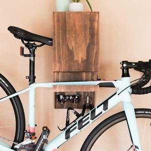 wooden bike mount wall