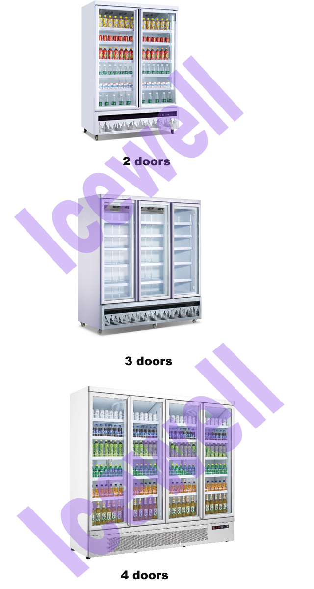 Factory price  frozen food display  refrigerator single temperature upright 2 glass door freezer
