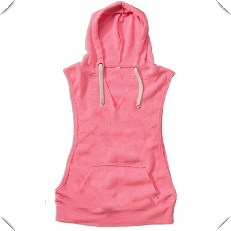 Pink Sleeveless Hoodie with V Neck - Sustainable & Stylish