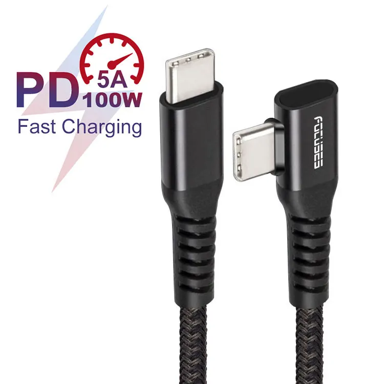 Высококачественный игровой зарядный кабель L-образной формы 3 А 60 Вт 100 Вт, кабель передачи данных 1 м 2 м 3 м, нейлоновый Плетеный USB-кабель Type-C, кабель для передачи данных