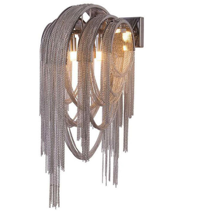 Nordic simple tassel gold aluminum chain wall lamp bedroom living room dining aisle club bedside wall lamp