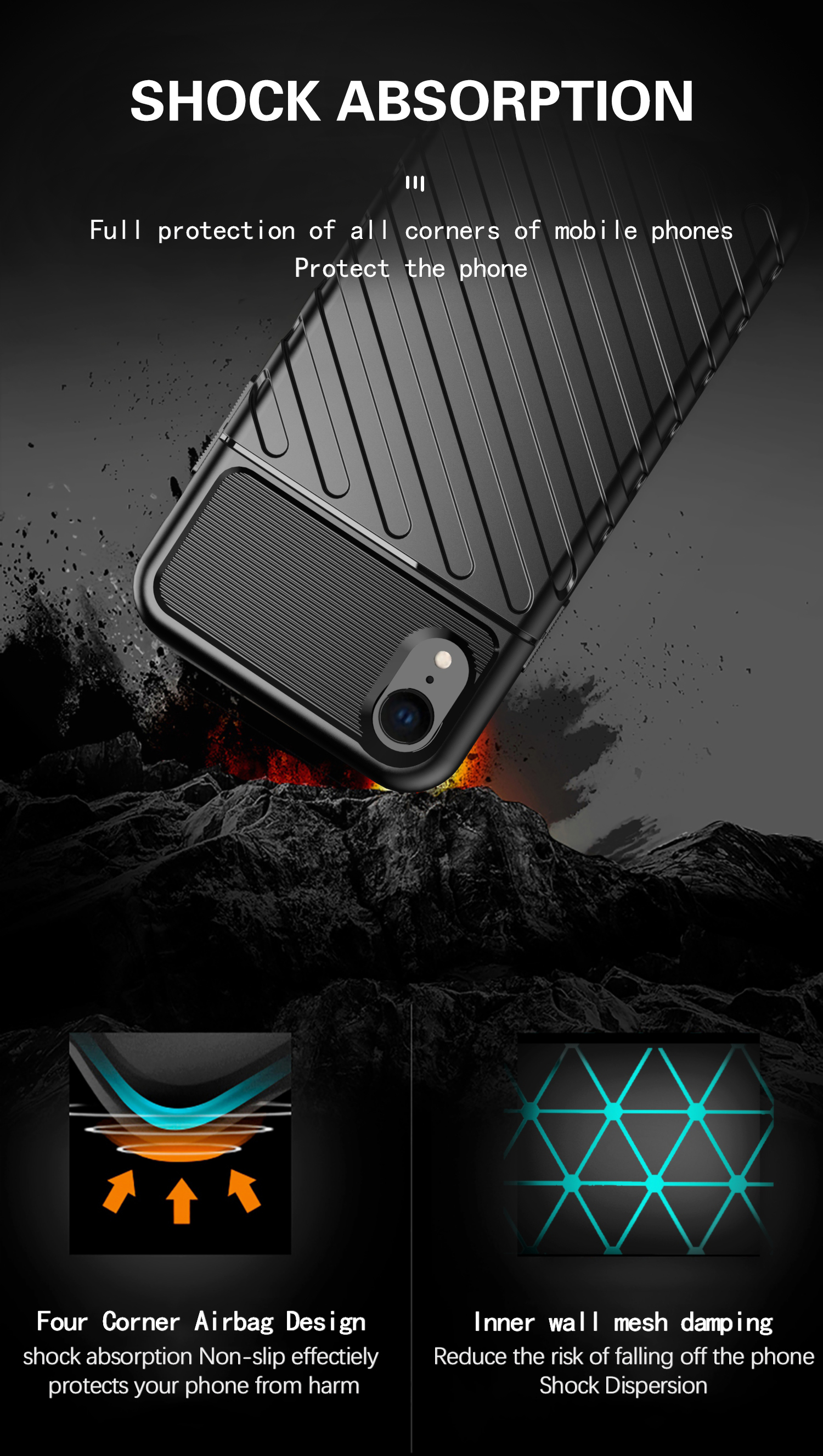 Shockproof TPU Mobile Back Cover For iPhone xr phone case