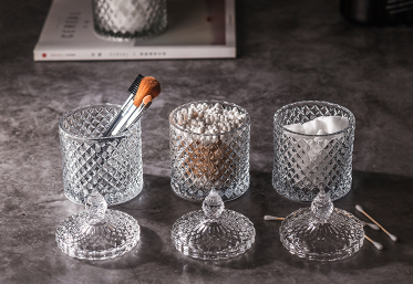 Clear Crystal Small Glass Candy Jar Diamond Clear Glass Candy Jar