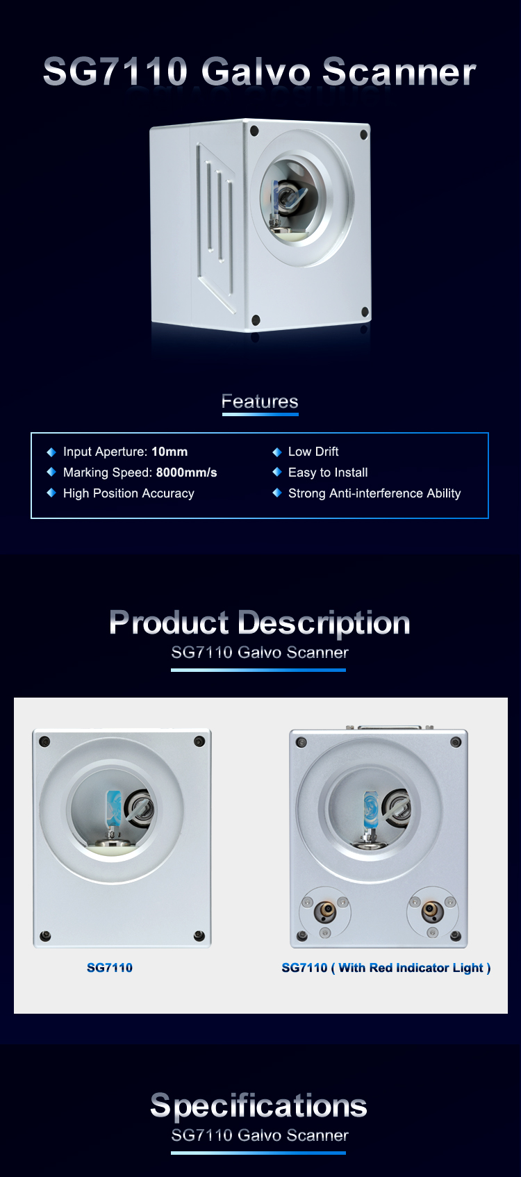 Low price SG7110 galvo scanner in pocket size for laser marking device