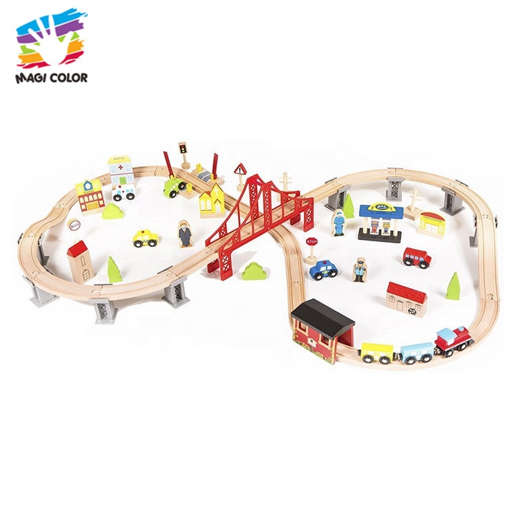 Готовые к отправке дошкольные железные дороги деревянный поезд набор для детей W04C073