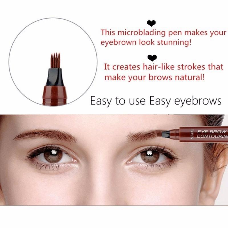 SUAKE 4-TIP Liquid Eyebrow Pencil Waterproof Fork Tip Fine Sketch Liquid Eye Brow Tattoo Tint Pen Korean Cosmetics Makeup