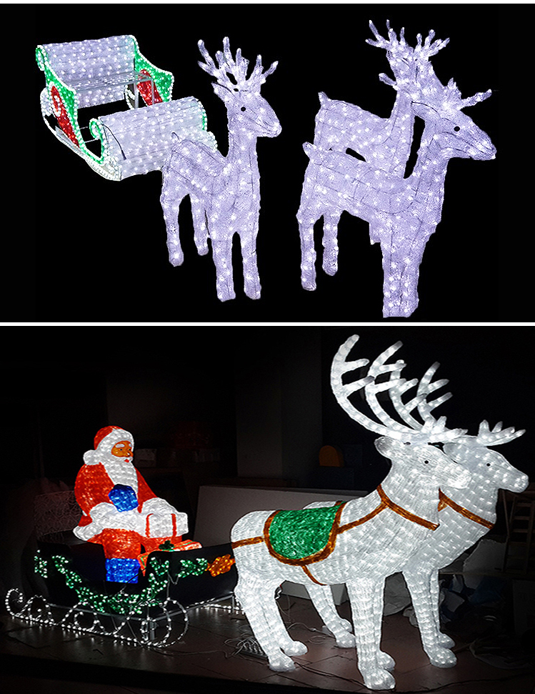 Christmas lights LED acrylic santa sleigh enchanted carriage