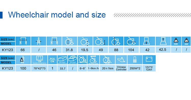 KY123 Electric Power Wheelchair Cheap Price Steel Automatic Folding wheelchair For Sale