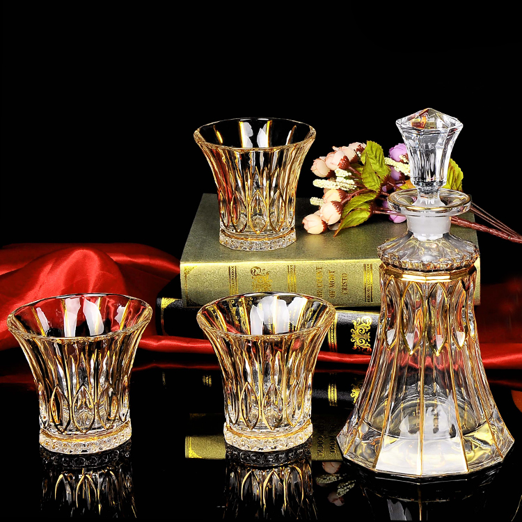 Хрустальный Золотой графин с чашками, стеклянная посуда, набор вина V580ml
