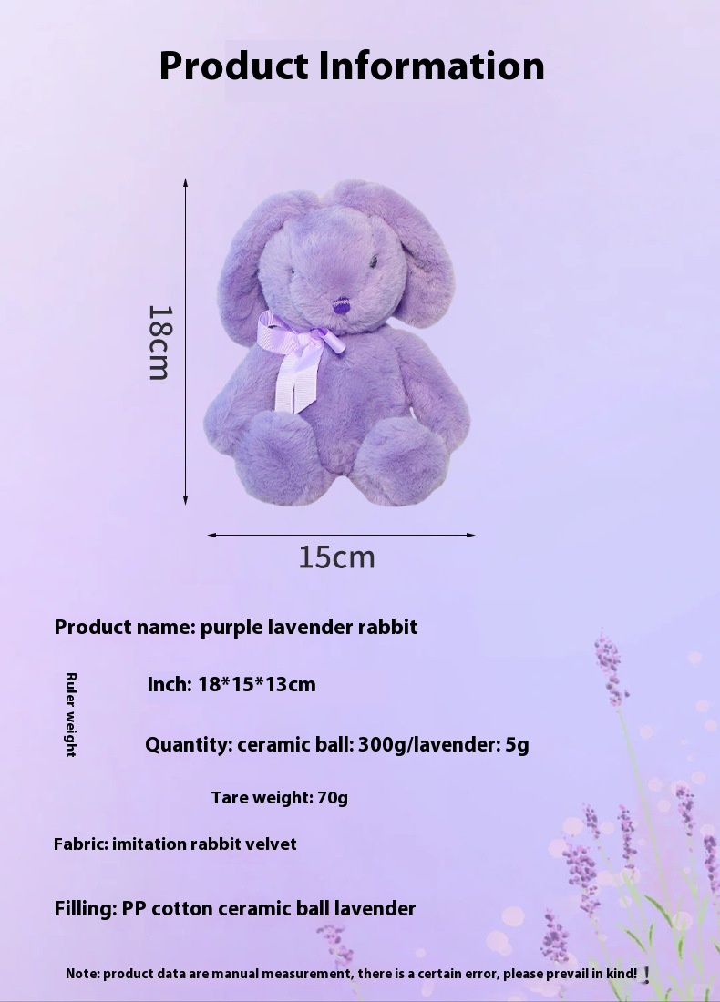 Lavender Purple Rabbit Doll - Stress Relief Plush Toy
