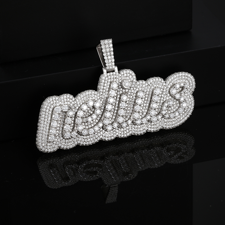 Mens Hip Pop Jewelry Diamond Custom Letter Iced Out Name Pendant 925 Sterling Silver Moissanite Pendant with GRA