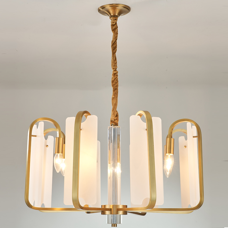 Brass Indoor Fancy Design Sumptuous Style Pendant Chandelier Acrylic Lamps Modern Luxury Living Room Decor Restaurant Lighting