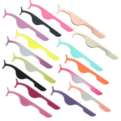 Custom Private Label Pink Plastic Lashes Applicator Tweezers Bulk Magnetic Eyelash Tweezers