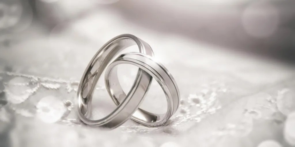 Two wedding rings entwined