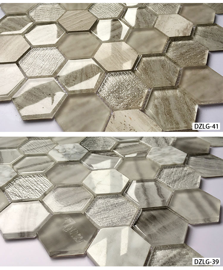 Wall Decorative Glass Mosaic Hexagonal  Kitchen Tiles 300x300