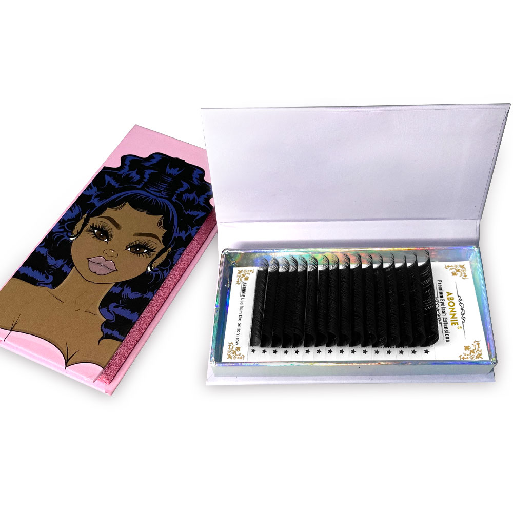 Ресницы Abonnie C plus индивидуальные для наращивания 03 d 13 мм из искусственной норки индивидуальные глубокие черные накладные ресницы