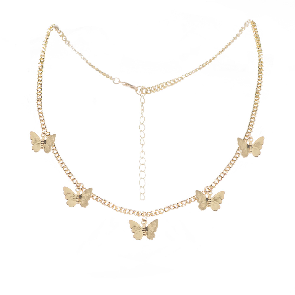 可爱的蝴蝶项链项链为女性女孩时尚蝴蝶吊坠项链波西米亚时尚女性派对