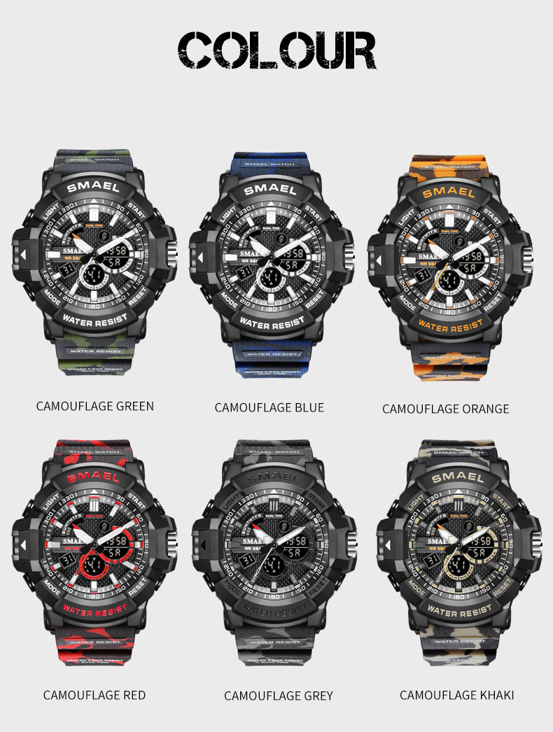 SMAEL 1809MC Factory direct japanese diamond multi-function fashion electronic watch waterproof Men Digital Watch