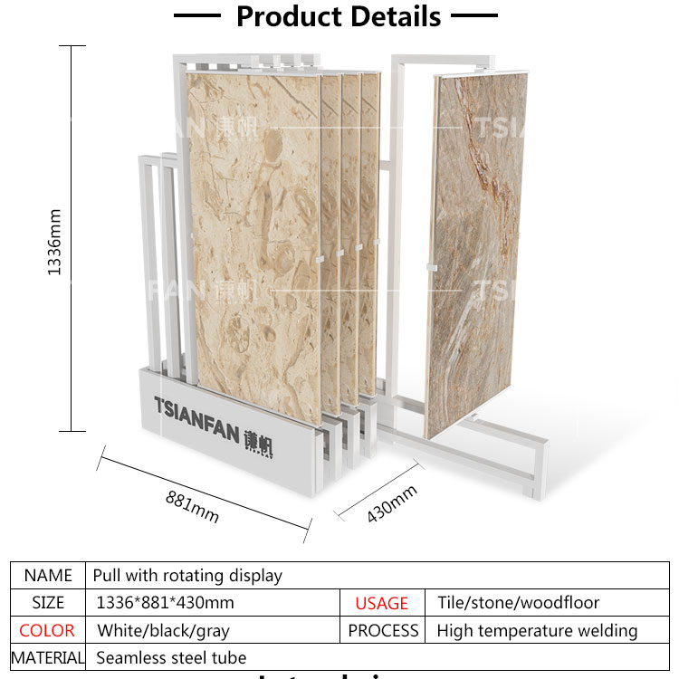 Granite Roofing Display Rack Be On Grey Corner Demonstrate Push-Pull Tile Displays Show Shelf Quartz Exhibit Shelf