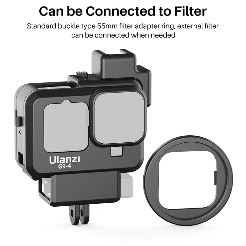 ULANZI G9-4 Plastic Camera Cage for Gopro Hero 9 Black Dual Cold Shoe Camera Vlog Cage