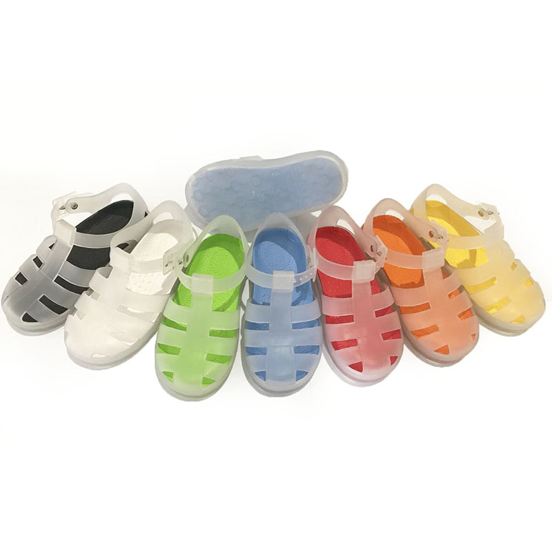 Детские прозрачные сандалии из ПВХ, Детские блестящие яркие сандалии, обувь