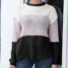 2019 New Festival European Pullover Knitted Patchwork Women Sweaters