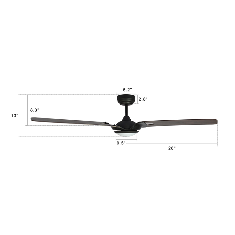 56 inch three blades smart ceiling fan with light LED ceiling fans for living room decorated