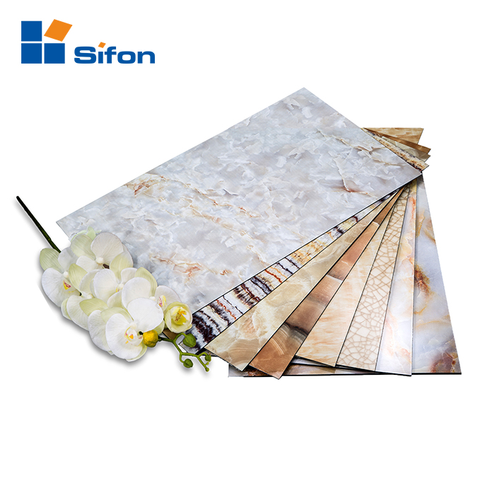 High glossy stone wall cladding 4mm marble composite aluminum panel