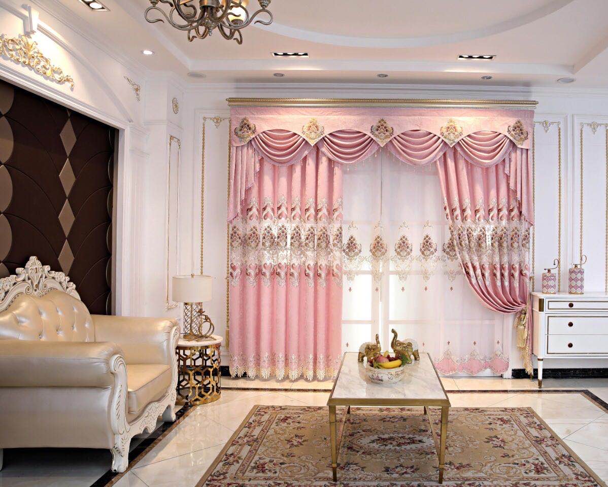 European luxury style curtain design and cheap price embroidery sheer fabric embroidered curtain