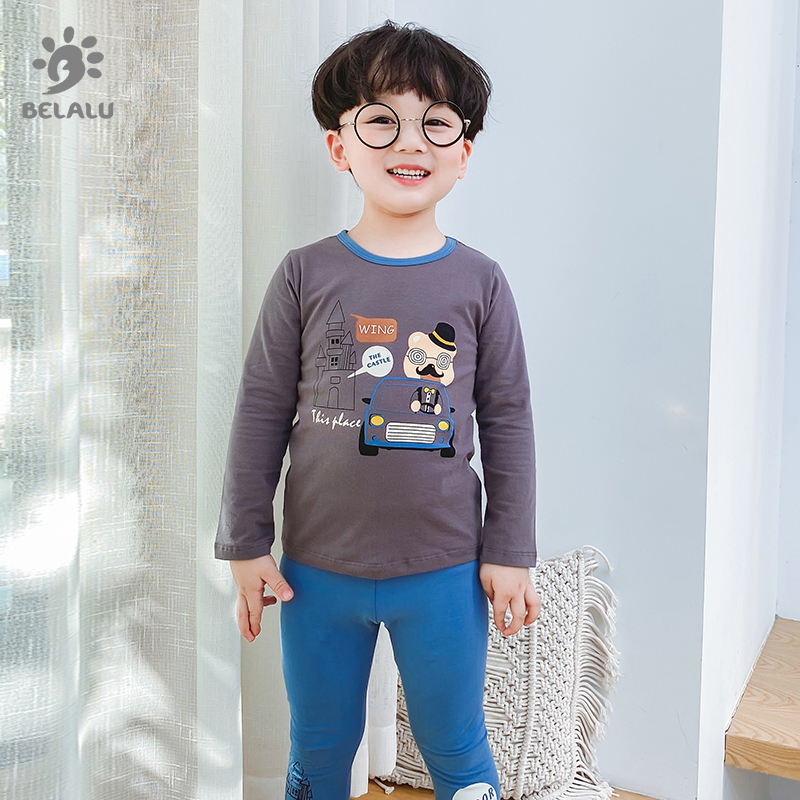 Комплект нижнего белья BELALU для мальчиков, осенняя одежда, осенние брюки из чистого хлопка, детская весенне-летняя Пижама, домашняя одежда